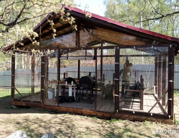 Мягкие окна для беседки веранды