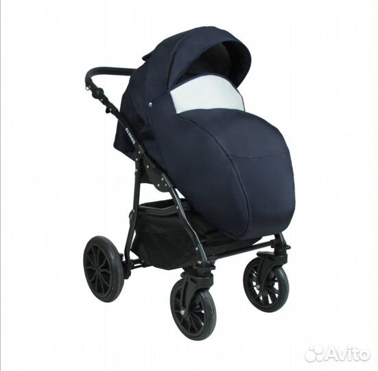 Коляска 2в1 Alis alvaro al 07 (т.синий+белая кожа)