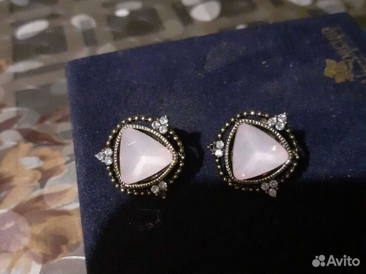 Пусеты с розовым турмалином