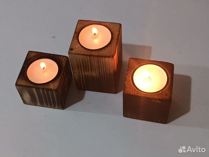 Подсвечник из дерева комплект 3шт