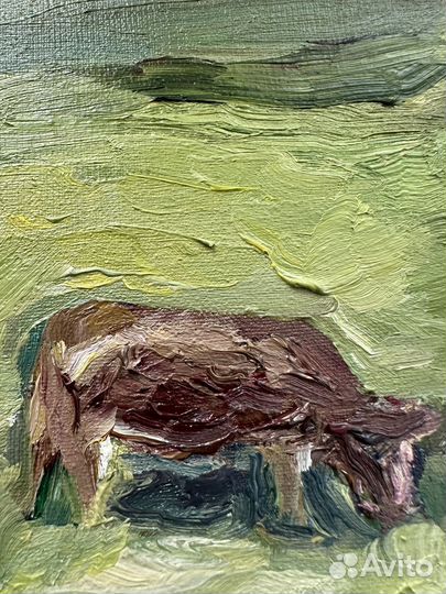 Картина маслом на холсте пейзаж луг