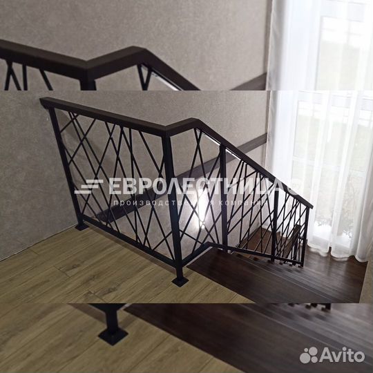 Лестница межэтажная на металлическом каркасе