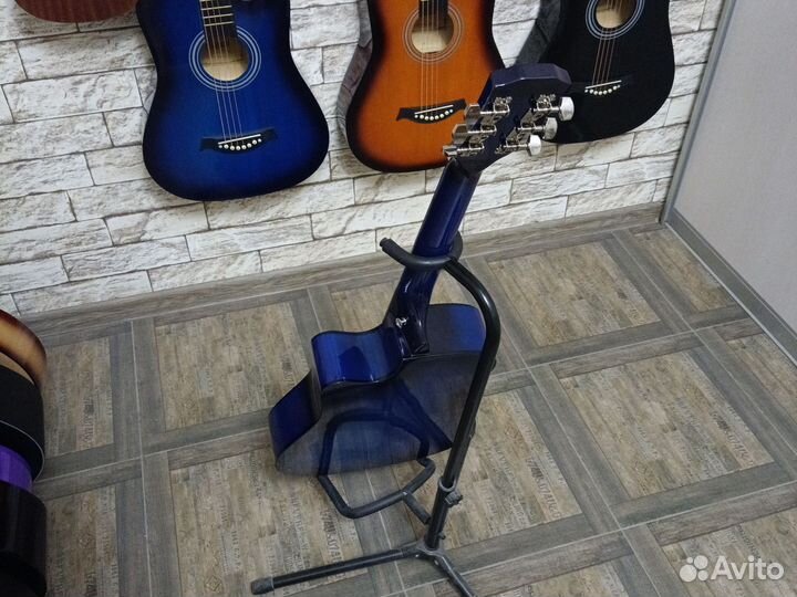 Акустическая гитара синяя 7/8