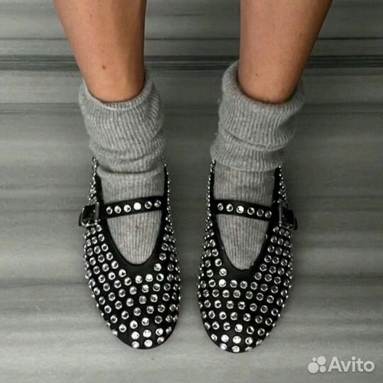 Балетки в стразах miu mui