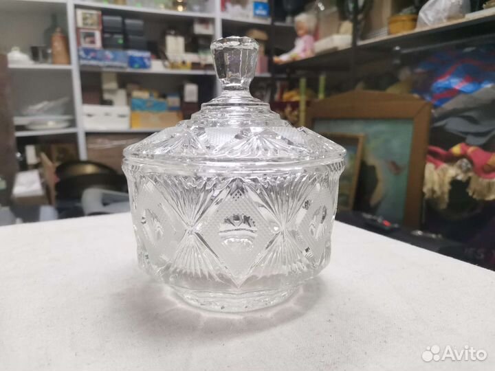 Конфетница с крышкой Хрусталь СССР (Ч)