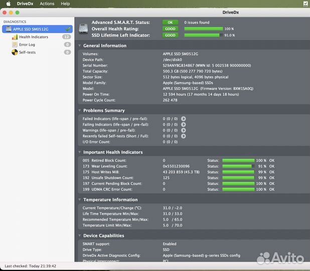 Оригинальный SSD Apple 512 gb