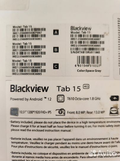 Планшет BlackView tab 15 8gb/128gb Lte