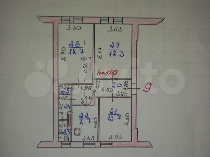 Комната 18,3 м² в 3-к., 1/2 эт.
