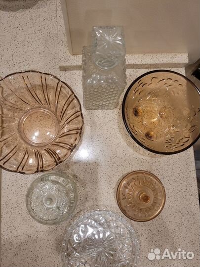 Посуда СССР кобальт розовое стекло