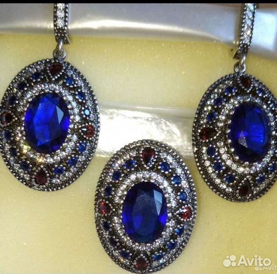 Серьги, кольцо.Серебро,цирконы