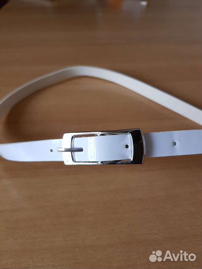 Ремень женский белый узкий 15мм