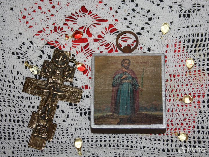 Старинная Афонская Икона Святые