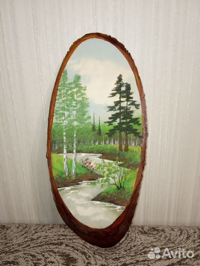 Картина на дереве из натурального камня