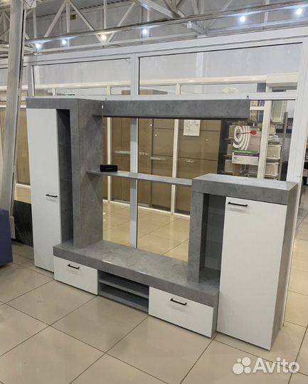 Гостиная Дельта (белый-бетон)