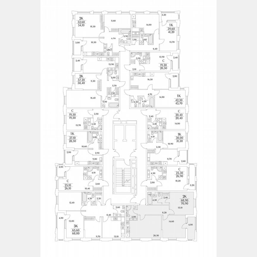 2-к. квартира, 70,9 м², 9/13 эт.