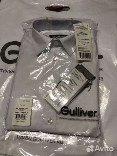 Рубашка gulliver 140 slim fit новая