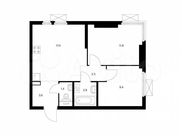 2-к. квартира, 48,4 м², 2/33 эт.