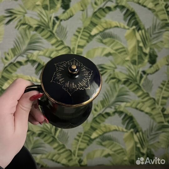 Кружка с крышкой СССР гжель