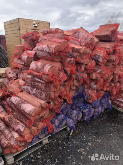 Дрова сухие березовые в сетках