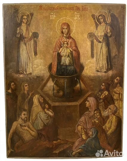 Старинная икона живоносный источник 19 век