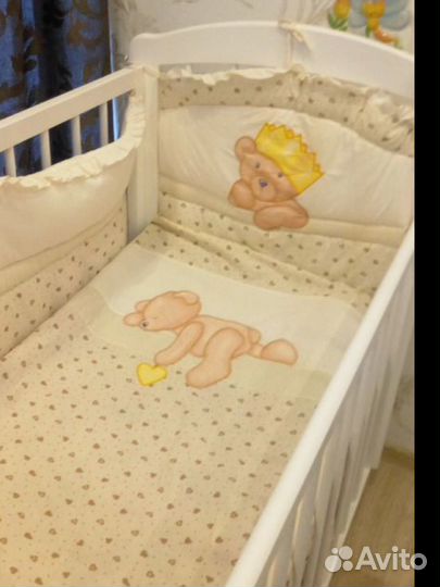 Комплект в кроватку с бортиками и балдахином