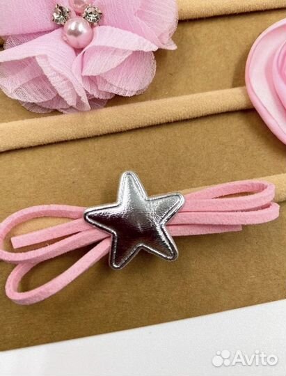 Розовые и красные повязки на голову для девочки