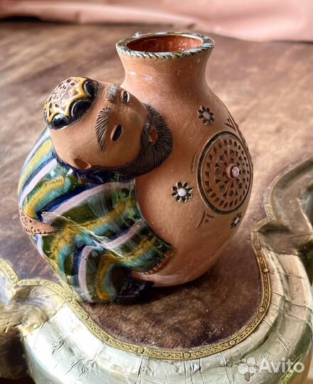 Глиняная ваза ручной работы. Винтажная ваза