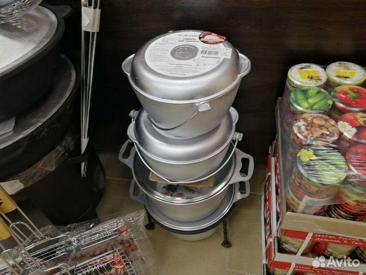 Казан походный с крышкой сковородкой (котелок)