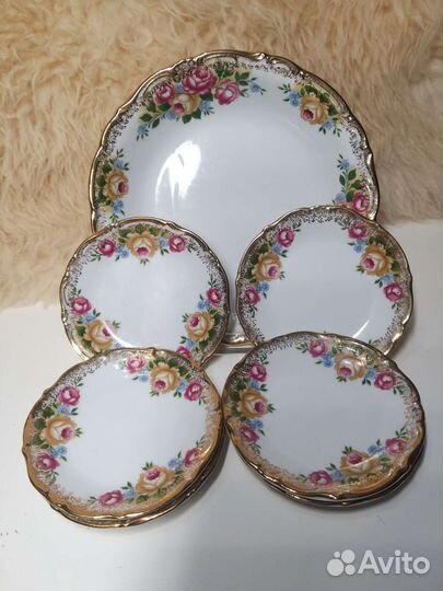 Большая тарелочка И 6 розеток германия Винтаж