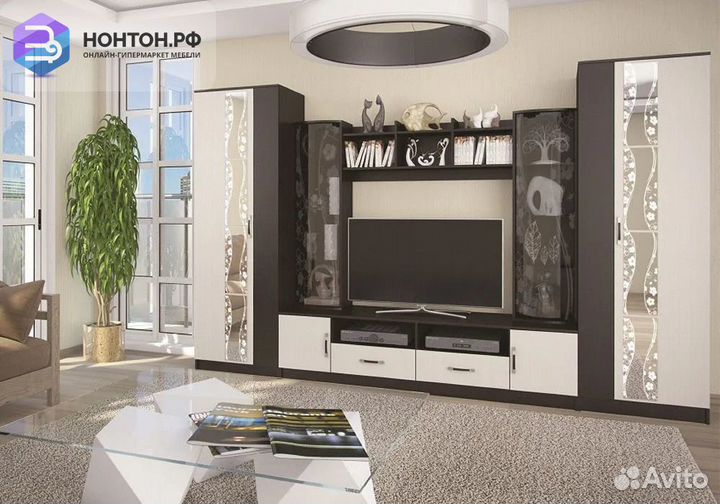 Стенка Марта-15 прямая венге / дуб белфорд