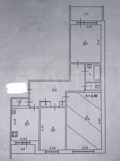 3-к. квартира, 69,8 м², 8/9 эт.