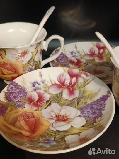 Чайная пара с ложечкой best home porcelain