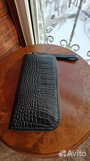 Клатч черный кожаный