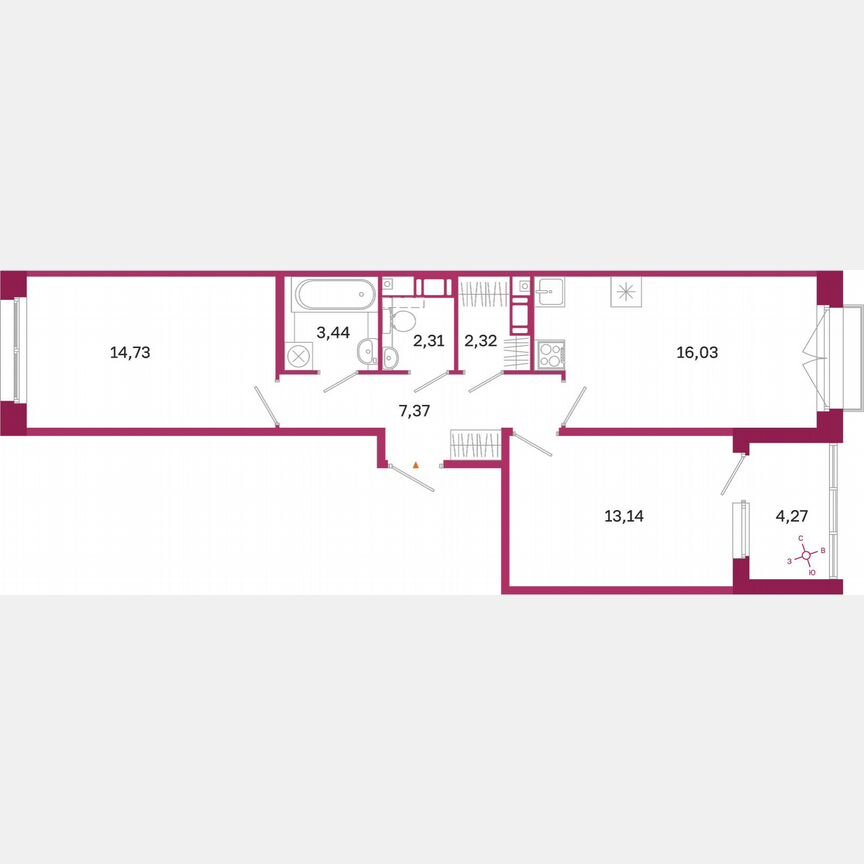 2-к. квартира, 61,5 м², 5/10 эт.