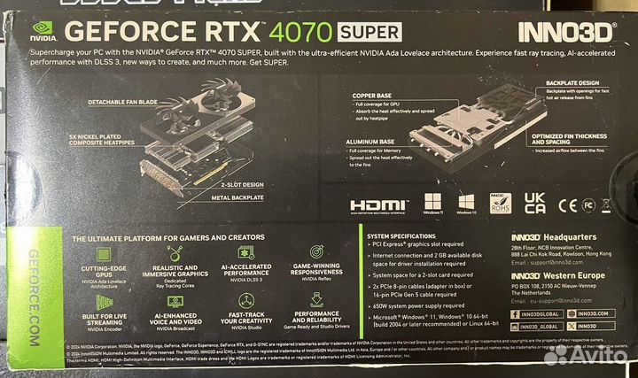 Видеокарта geforce rtx 4070 super inno3d