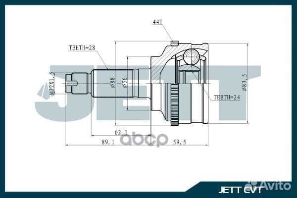 ШРУС внешний jett V41-4090 ABS GG0622510A,GG06