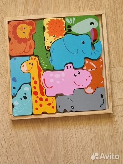 Деревянная головоломка пазл животные