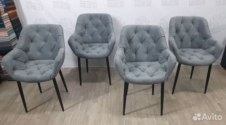 Стулья Данкор в сером велюре