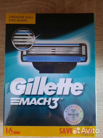 Лезвия Gillette mach 3, упаковка 16шт