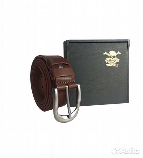 Ремень мужской, натуральная кожа, коричневый