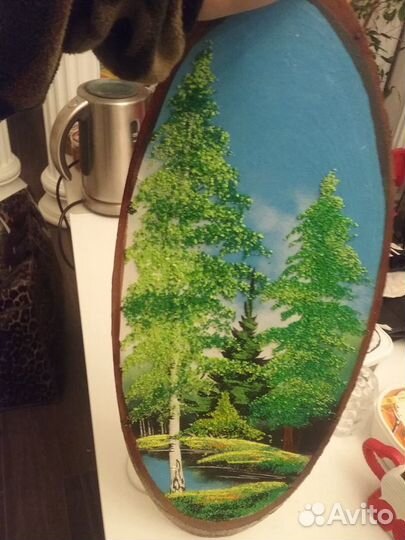 Продам картину на срезе дерева из каменной крошки