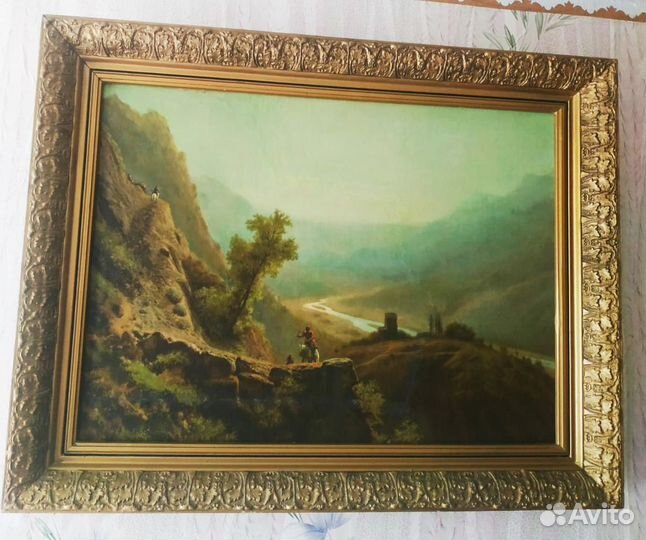 Картина маслом на холсте старинная, пейзаж