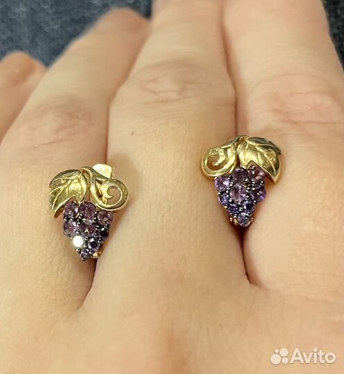 Золотые серьги с аметистом