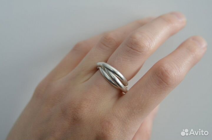 Серебряное тройное Кольцо Тринити. Иордань