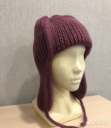 Шапка ушанка вязаная