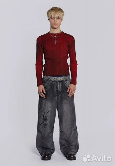 Jaded London Red Scrape Knit