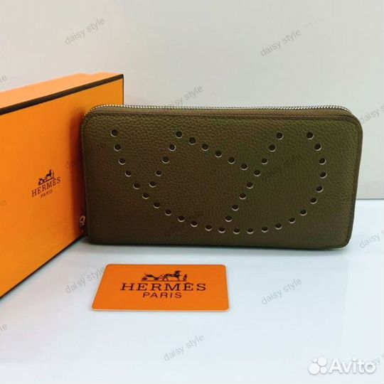 Кошелек в перфорации Hermes (Dark Grey)