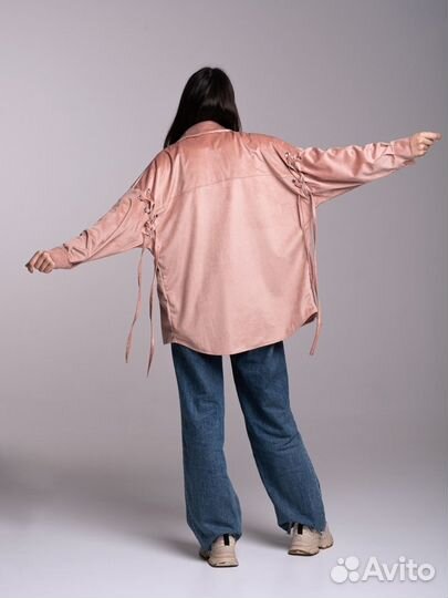 Вельветовая over size рубашка 46-50