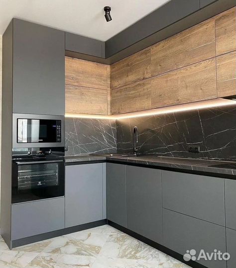 Кухня графит угловая под заказ. Любые размеры