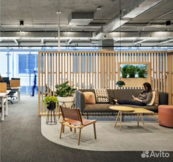 Декоративная реечная перегородка в офис